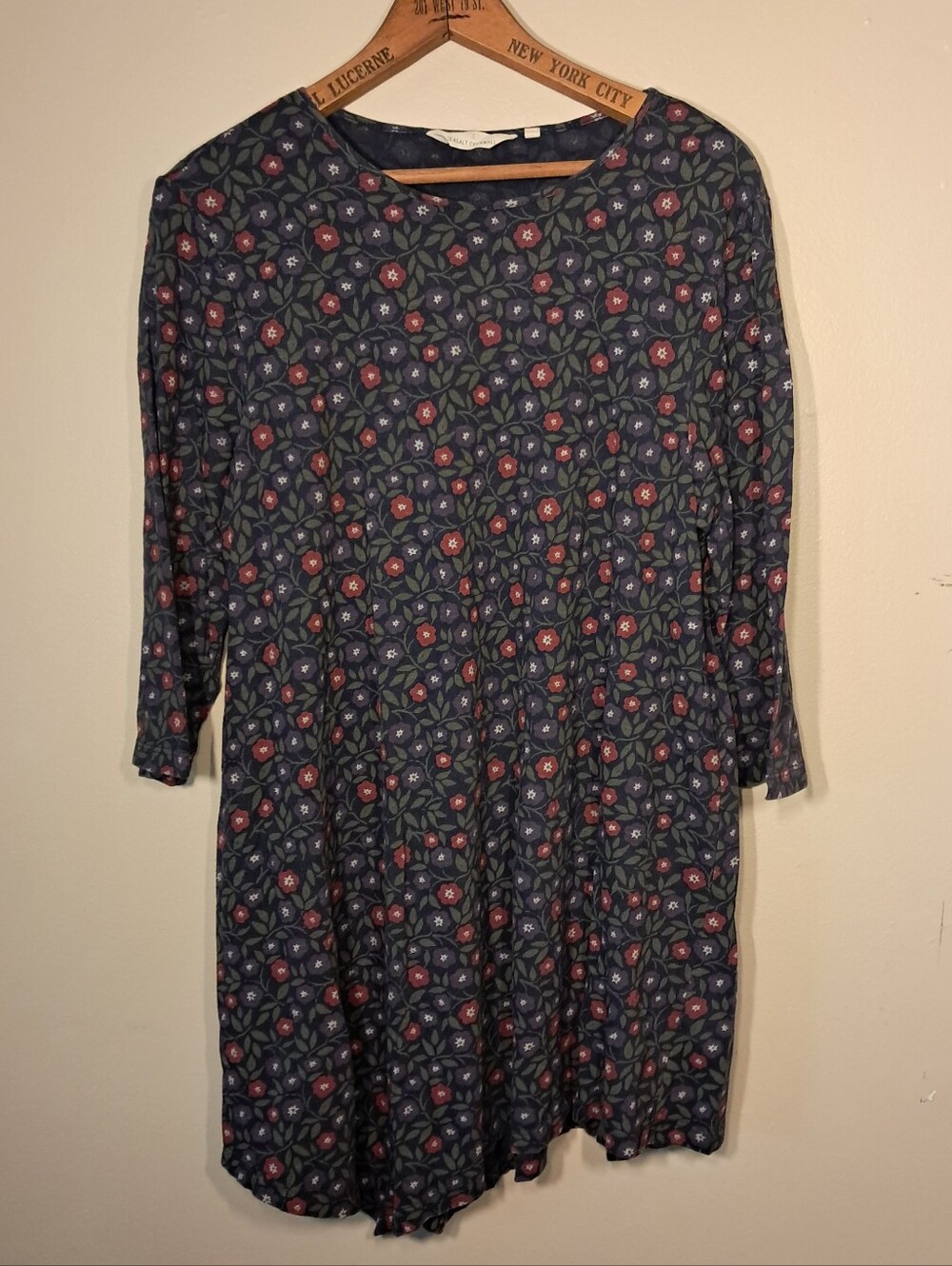Seasalt Cornwall Tresco Abbey Tunic navy blue floral Top Size 16